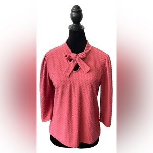W5: Mauve Pink Swiss Dot Blouse with Front Tie